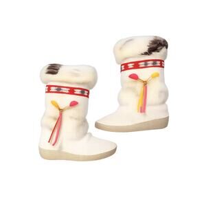 Vintage Tecnica Fur Boots Made Italy Après Ski Snow Moon Boots Womens EU 38 US 7